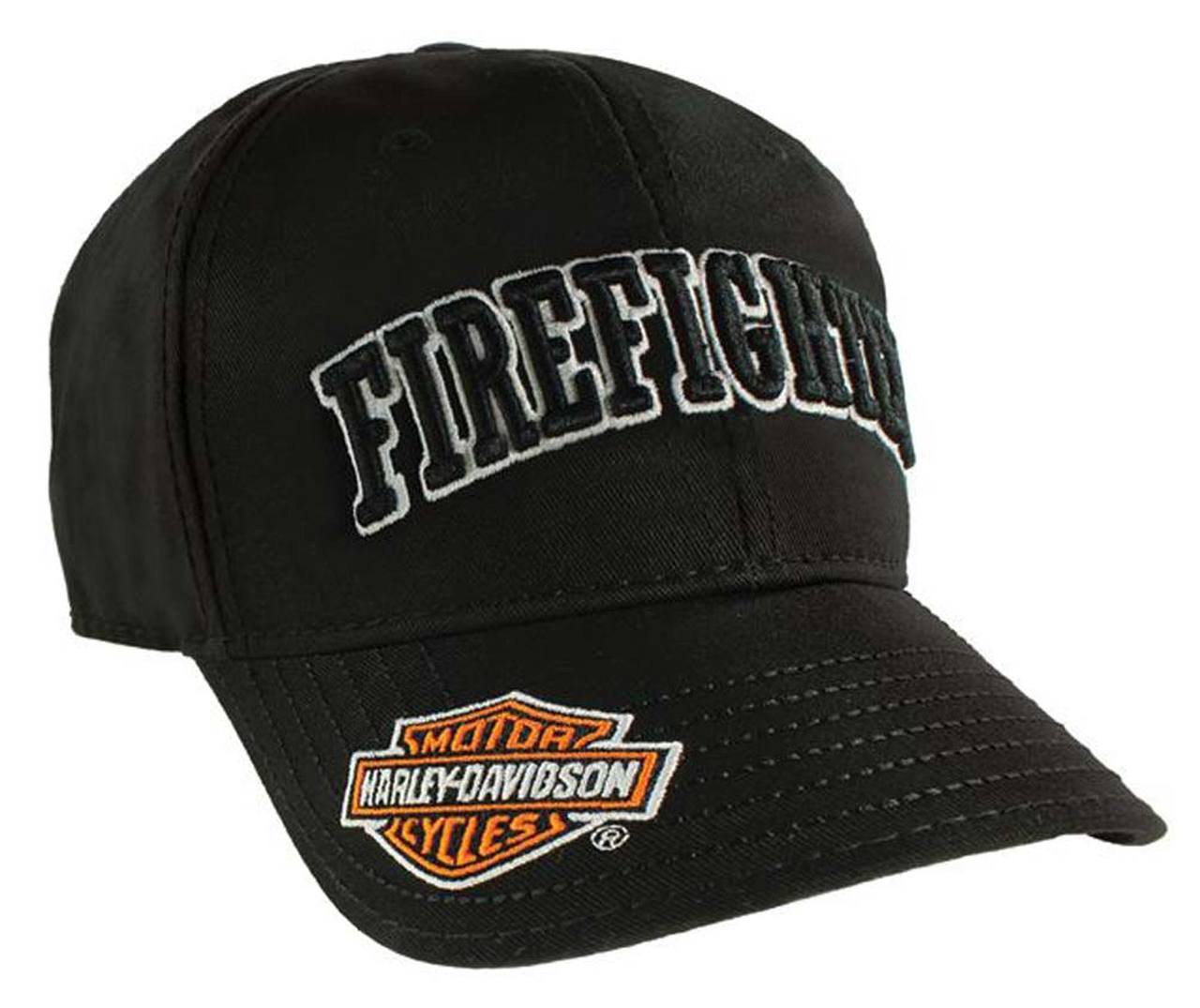 Harley-Davidson Firefighter 3D Black Baseball Cap Adjustable Closure