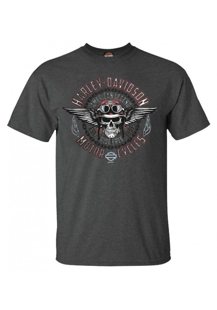 Harley-Davidson Hommes Fortify Winged Skull manches courtes Poly-Blend T-Shirt Gray 30298732