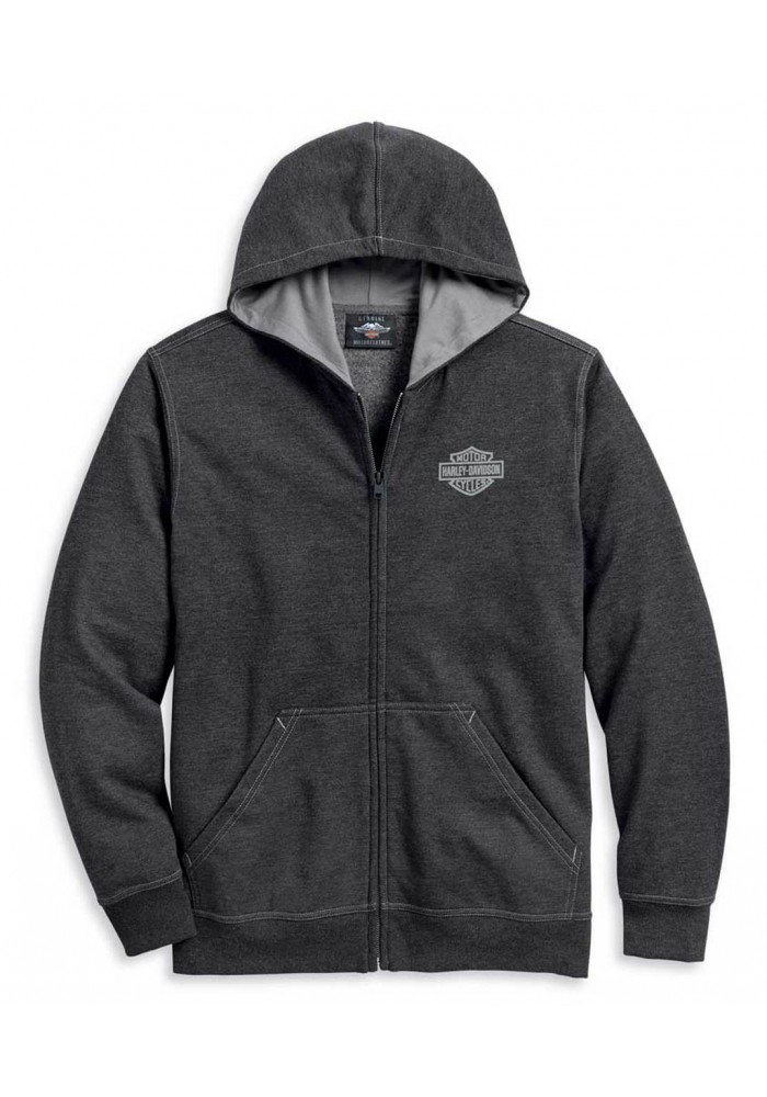 Harley-Davidson Hommes Winged Logo Zippered Front Sweat à capuche Heather Gray 96158-20VM