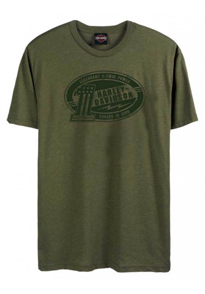 Harley-Davidson Hommes Tonal Bolted One manches courtes col rond T-Shirt Green 30297798