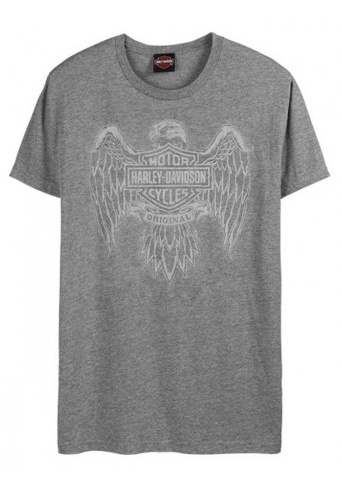 Harley-Davidson Hommes Custom Eagle Tonal manches courtes col rond Tee Shirt Washed Gray 30297804