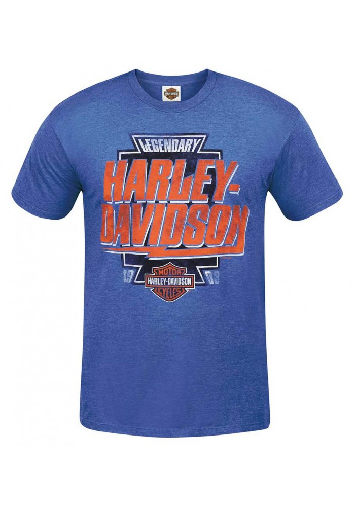 Harley-Davidson Hommes Name Flash Retro col rond manches courtes T-Shirt Blue R002833