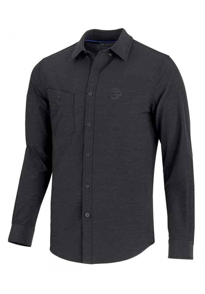 Harley-Davidson Hommes Double Weave Stretch Slim Fit Shirt Noir 99192-19VM