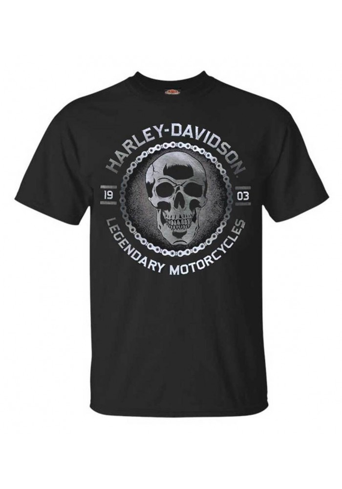 Harley Davidson Hommes Metal Head Manches Courtes Col Rond T Shirt Noir 30292300 