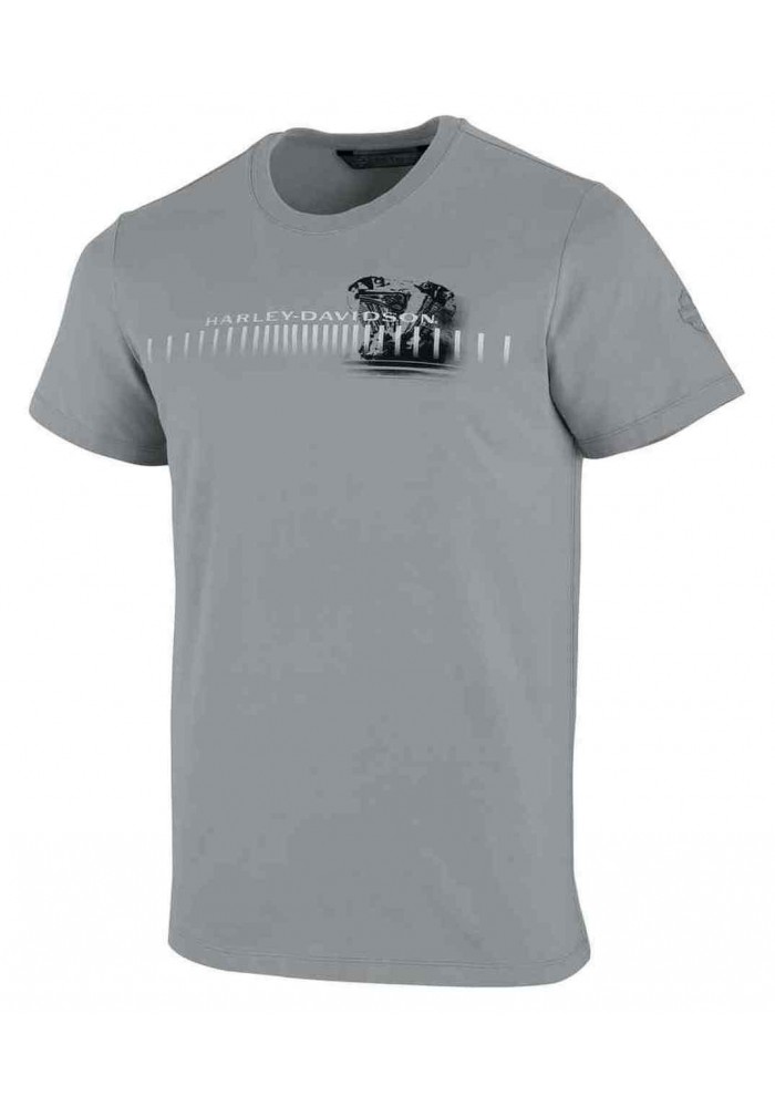 Harley-Davidson Hommes Horizontal Engine Print Slim Fit Tee Shirt Gray 99003-19VM