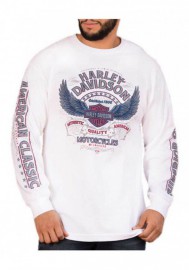 Harley-Davidson Hommes Perception Winged B&S manches longues col rond Shirt White 30298767