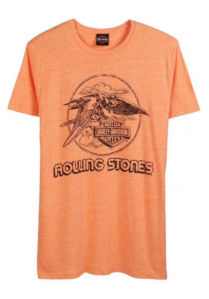 Harley-Davidson Hommes Rolling Stones Jet Eagle manches courtes Crew Tee Shirt - Orange 30298886