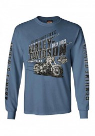 Harley-Davidson Hommes Speedshift manches longues col rond Cotton Shirt Indigo 30292332