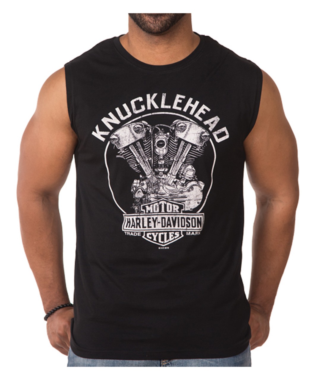 Harley Davidson Hommes Knucklehead Legacy Sleeveless Muscle Tee Shirt Solid Noir 30298811 