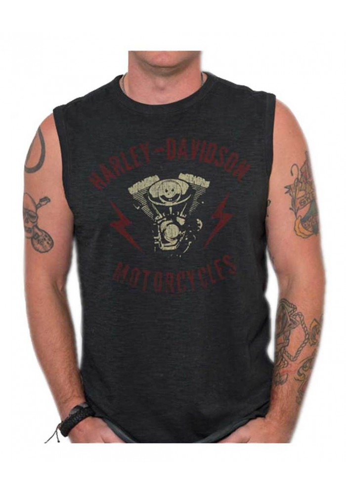 Harley-Davidson Hommes Genuine Parts Premium Sleeveless Muscle Tank Noir Wash 30294820