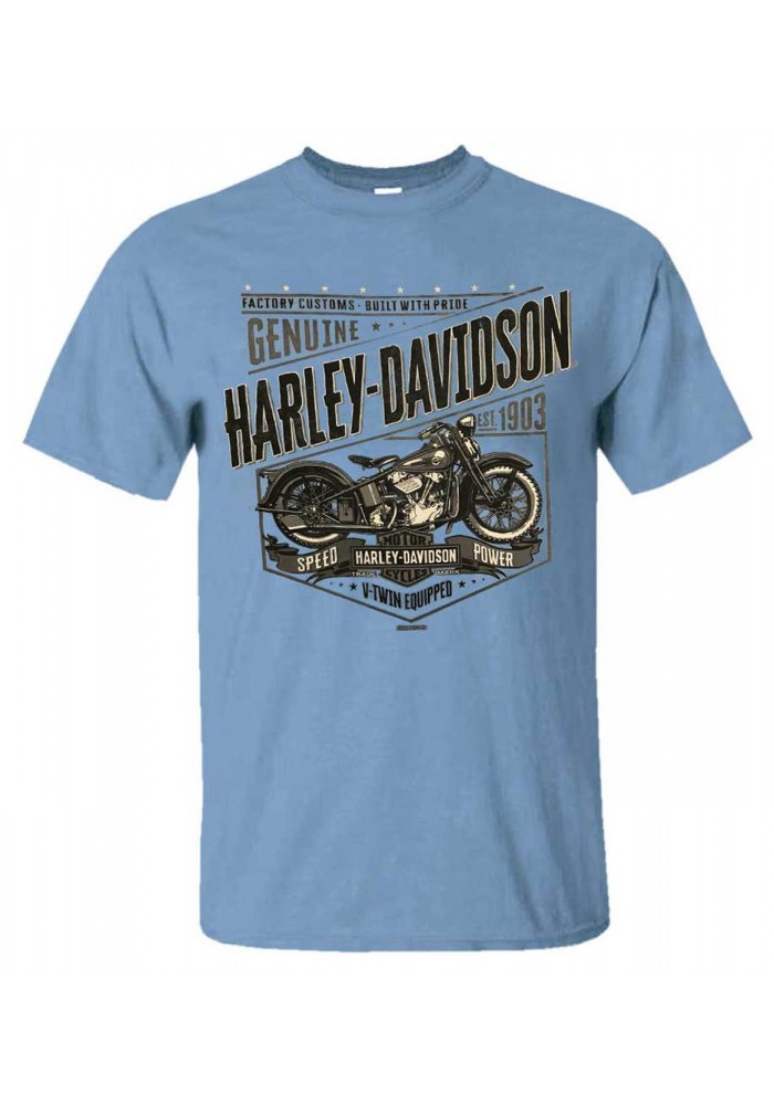 Harley-Davidson Hommes Icon Motorcycle All-Cotton manches courtes Crew T-Shirt Blue 30292395